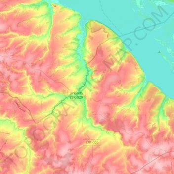 Топографическая карта Сундырь, высота, рельеф