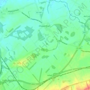 Топографическая карта Chippenham, высота, рельеф