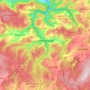 Топографическая карта Ludwigsstadt, высота, рельеф