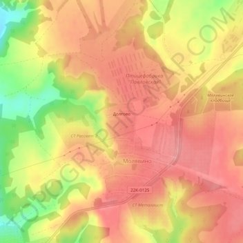 Топографическая карта Долгово, высота, рельеф