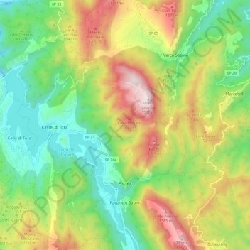 Топографическая карта Ascrea, высота, рельеф