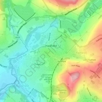 Топографическая карта Hadfield, высота, рельеф