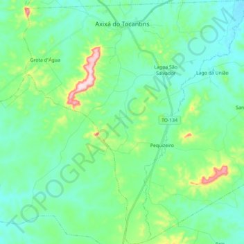 Топографическая карта Axixá do Tocantins, высота, рельеф
