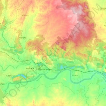 Топографическая карта Bermo, высота, рельеф