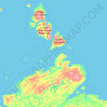 Топографическая карта городское поселение Диксон, высота, рельеф