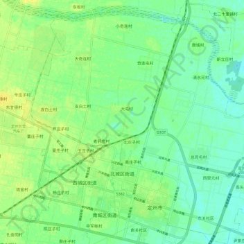 Топографическая карта 北城区街道, высота, рельеф