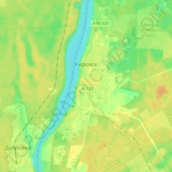 Топографическая карта Кировск, высота, рельеф