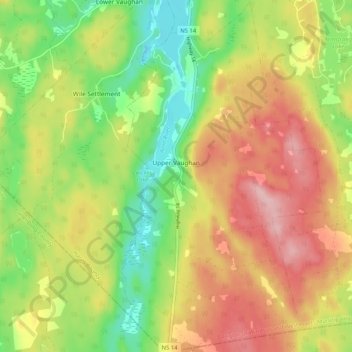 Топографическая карта Upper Vaughan, высота, рельеф