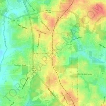 Топографическая карта Jonesboro, высота, рельеф