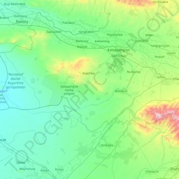 Топографическая карта Нурабадский район, высота, рельеф