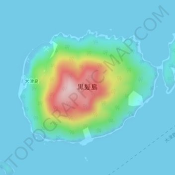 Топографическая карта 黒髪島, высота, рельеф