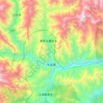 Топографическая карта 水晶镇, высота, рельеф
