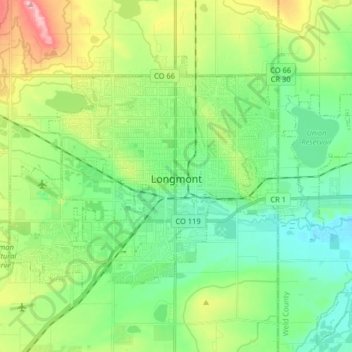 Топографическая карта Longmont, высота, рельеф