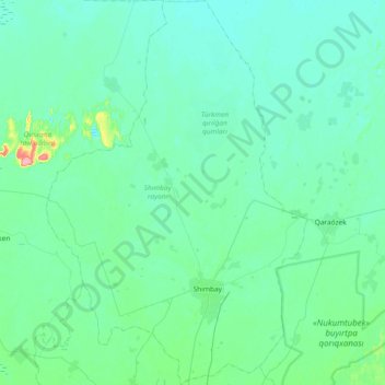 Топографическая карта Чимбайский район, высота, рельеф