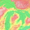 Топографическая карта Michigan, высота, рельеф