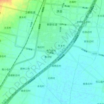 Топографическая карта 朝歌街道, высота, рельеф