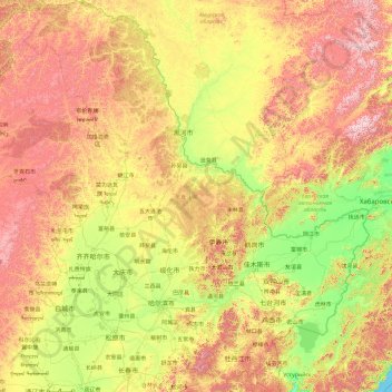 Топографическая карта 黑龙江省, высота, рельеф