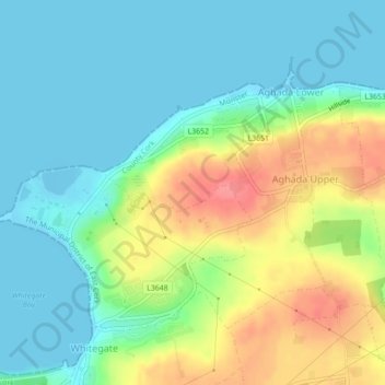 Топографическая карта Aghada, высота, рельеф