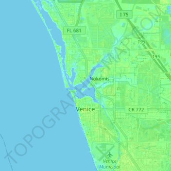 Топографическая карта Venice, высота, рельеф