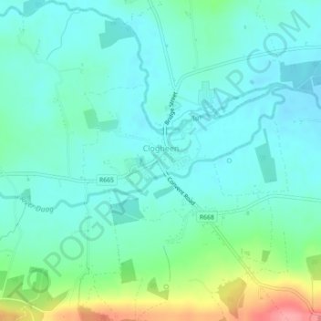 Топографическая карта Clogheen, высота, рельеф