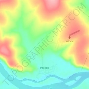 Топографическая карта сельское поселение Село Удское, высота, рельеф