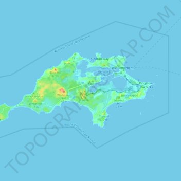 Топографическая карта Rottnest Island, высота, рельеф