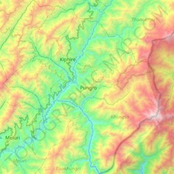 Топографическая карта Kiphire, высота, рельеф