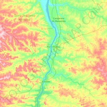 Топографическая карта Porto Franco, высота, рельеф