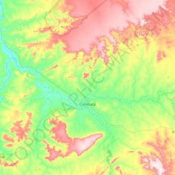 Топографическая карта Curimatá, высота, рельеф