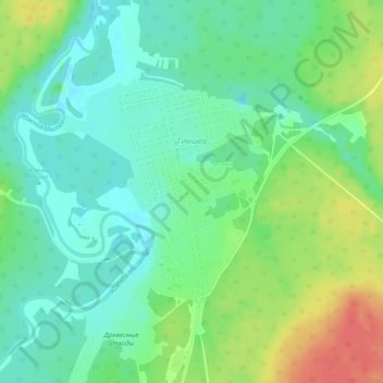 Топографическая карта Тимшер, высота, рельеф
