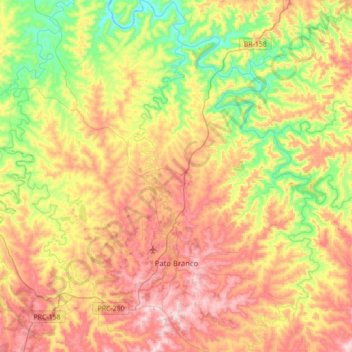Топографическая карта Pato Branco, высота, рельеф