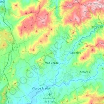 Топографическая карта Vila Verde, высота, рельеф