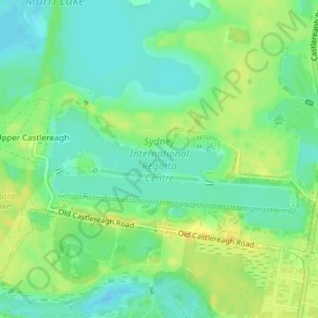 Топографическая карта Sydney International Regatta Centre, высота, рельеф