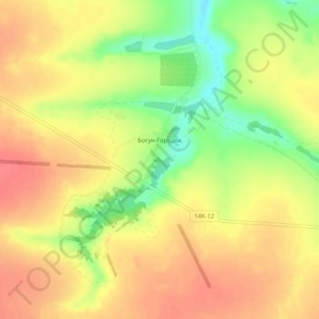 Топографическая карта Богун-Городок, высота, рельеф
