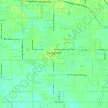 Топографическая карта Youngsville, высота, рельеф