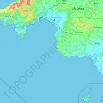 Топографическая карта Palma, высота, рельеф