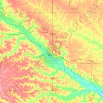 Топографическая карта Wapello County, высота, рельеф