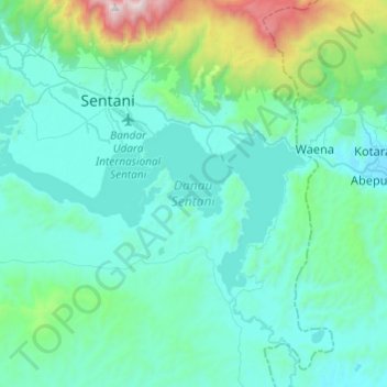 Топографическая карта Lake Sentani, высота, рельеф