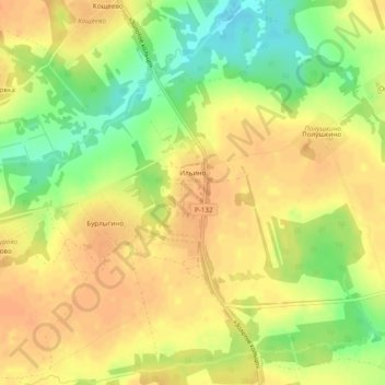 Топографическая карта Ильино, высота, рельеф