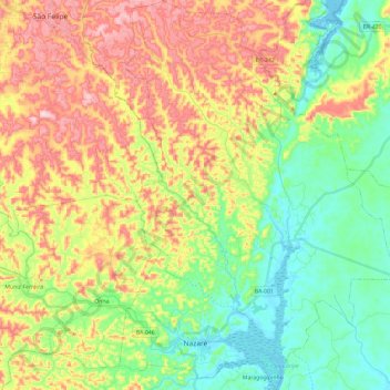 Топографическая карта Nazaré, высота, рельеф