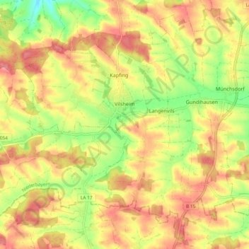 Топографическая карта Vilsheim, высота, рельеф