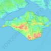 Топографическая карта Isle of Wight, высота, рельеф