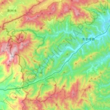Топографическая карта 清凉峰镇, высота, рельеф