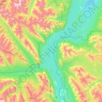 Топографическая карта Abraham Lake, высота, рельеф