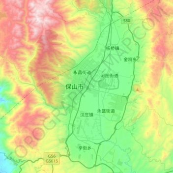 Топографическая карта Hanzhuang, высота, рельеф