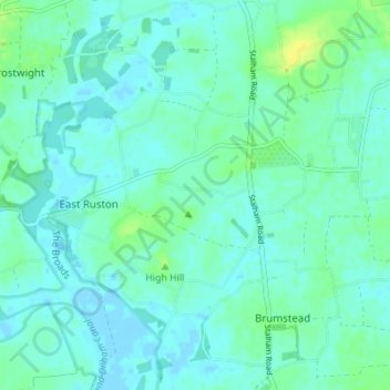 Топографическая карта East Ruston, высота, рельеф