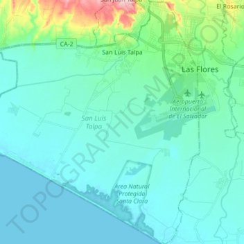 Топографическая карта San Luis Talpa, высота, рельеф