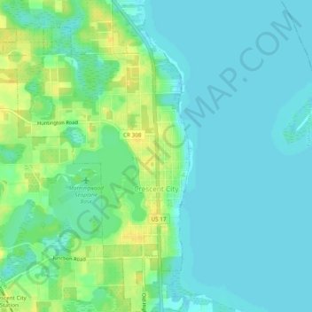 Топографическая карта Crescent City, высота, рельеф