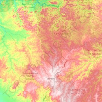Топографическая карта Vilhena, высота, рельеф