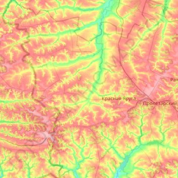 Топографическая карта Краснояружский район, высота, рельеф